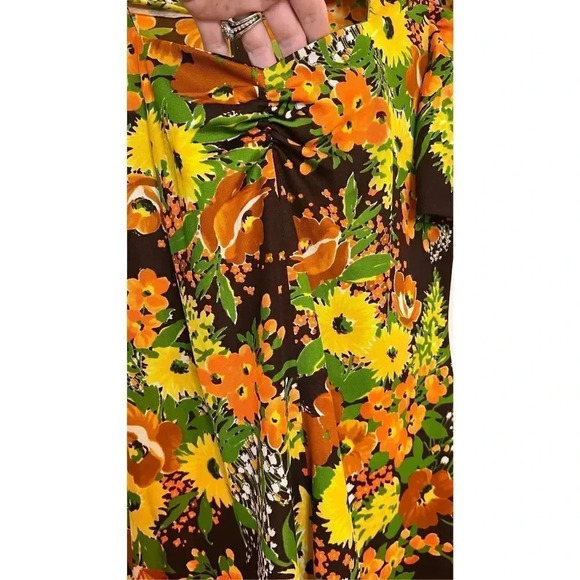 Vintage Women’s Medium Floral Fit & Flare Mini Dress Pleated Back Zipper handmad - Picture 3 of 12